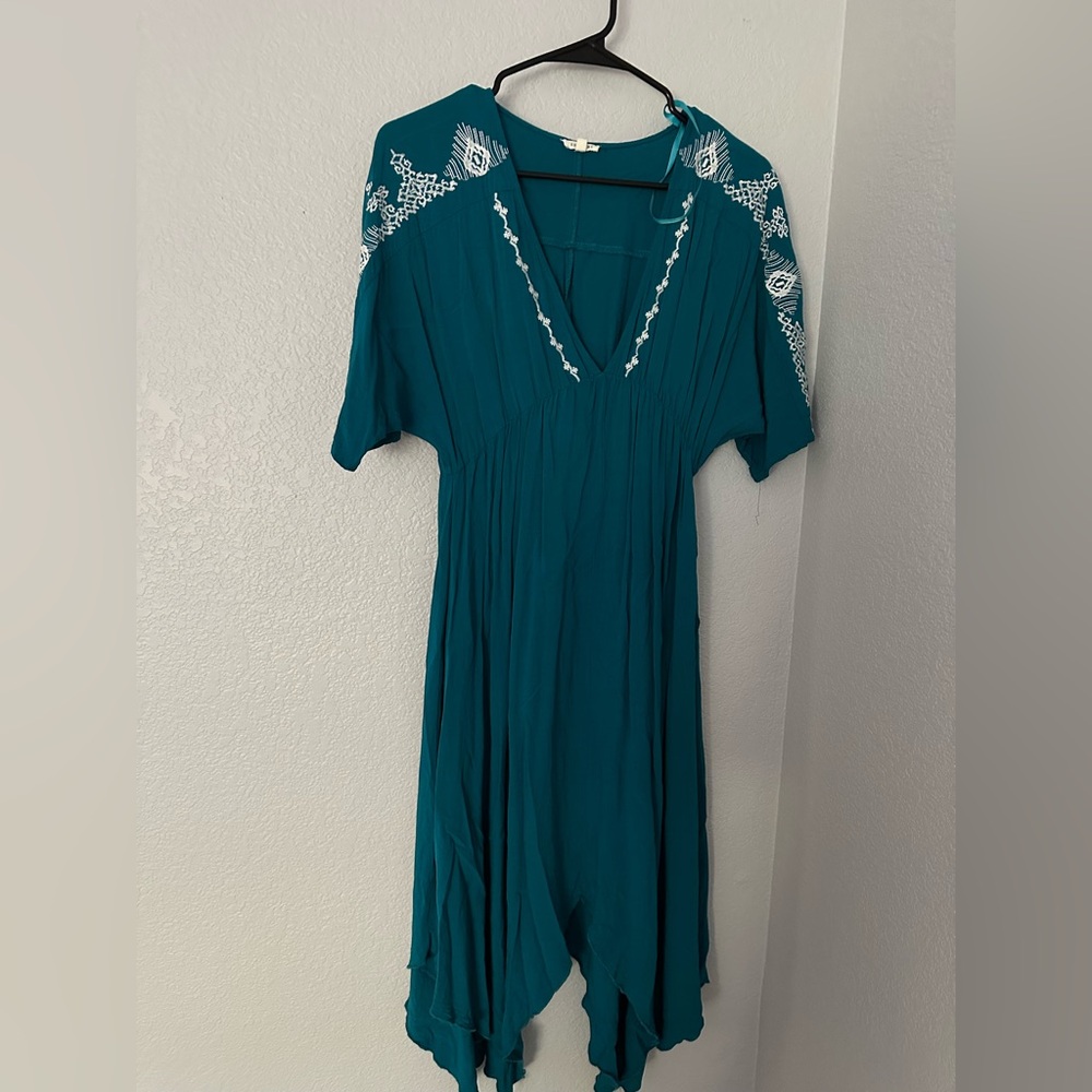 Teal Embroidered Women's Dress size Small